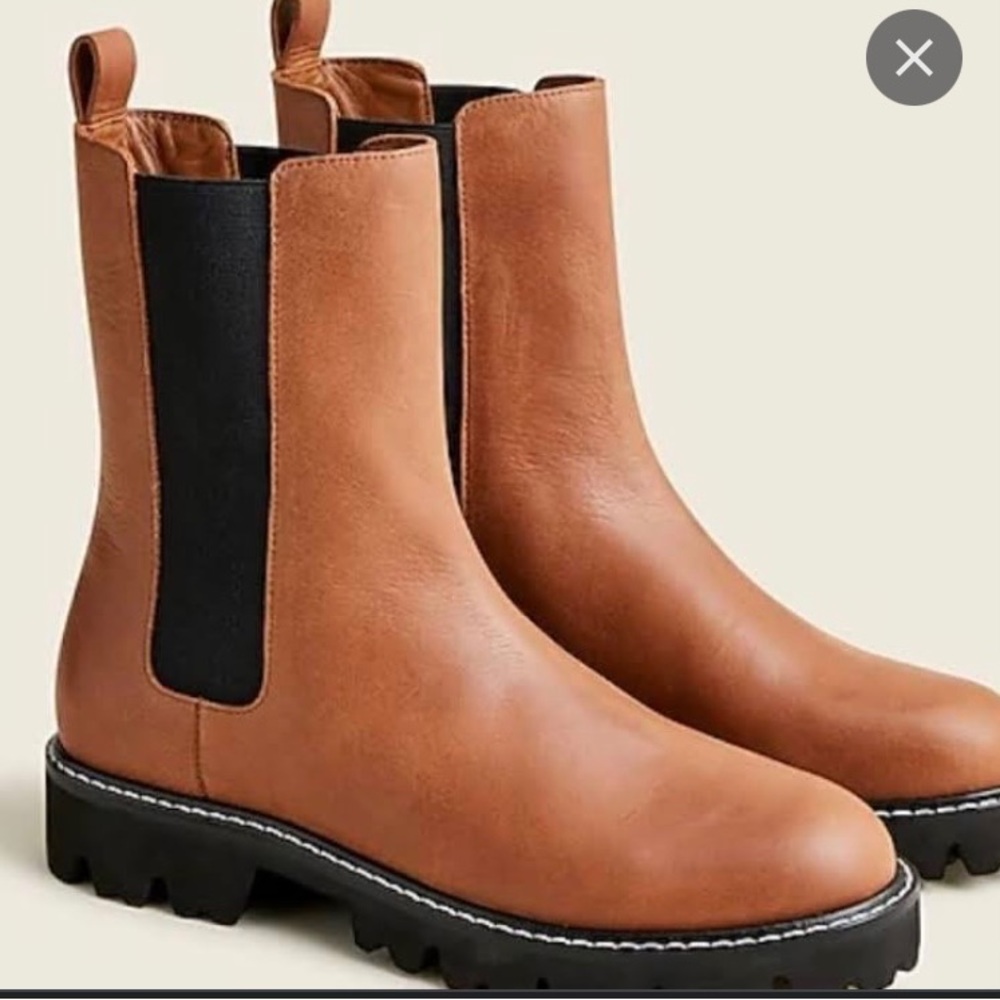 J. Crew Jaden lug-sole high-shaft Chelsea boots in leather